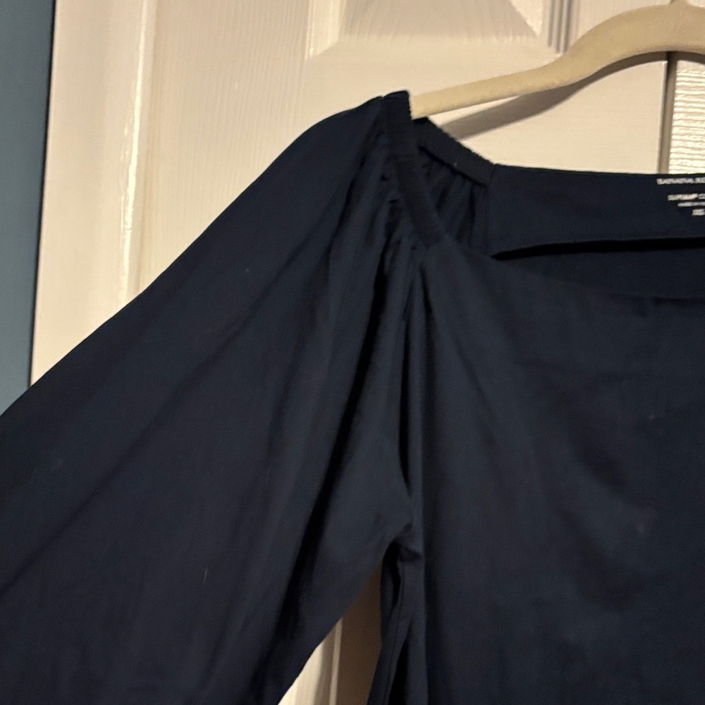 Banana Republic Supima cotton peasant long sleeve top in navy size XXS  NWT - Picture 6 of 11